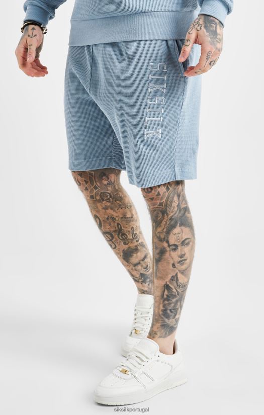 homens vestuário 6884ZR576 SikSilk shorts com textura waffle bordado azul