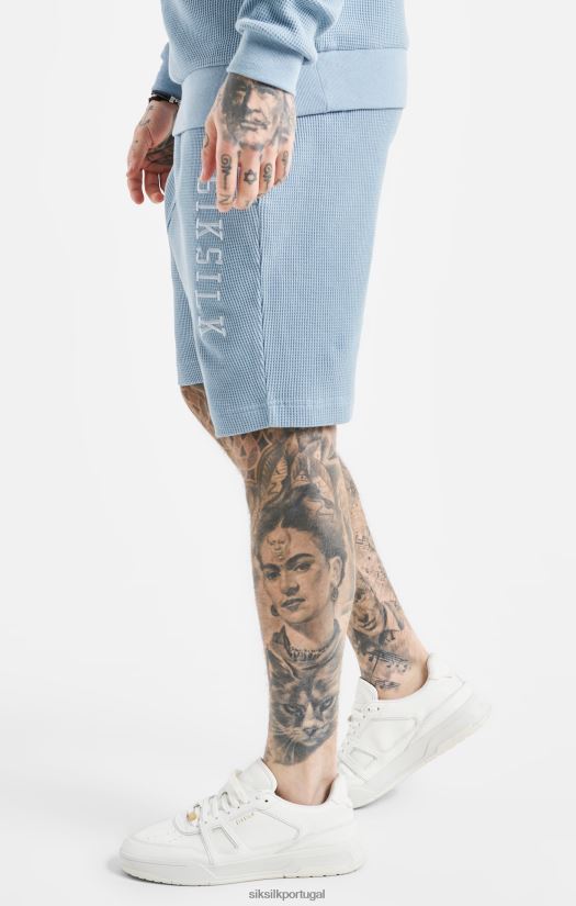 homens vestuário 6884ZR576 SikSilk shorts com textura waffle bordado azul