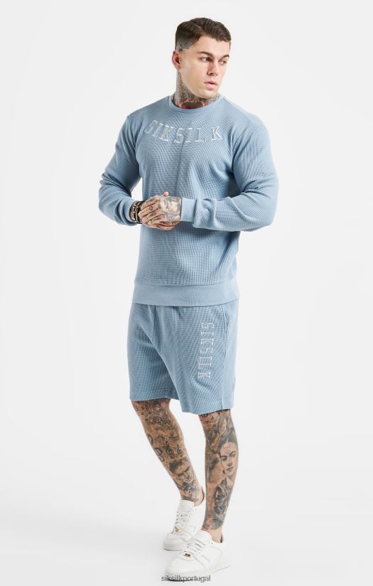 homens vestuário 6884ZR576 SikSilk shorts com textura waffle bordado azul