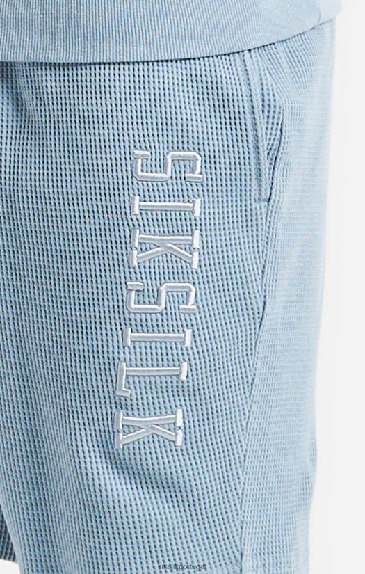 homens vestuário 6884ZR576 SikSilk shorts com textura waffle bordado azul