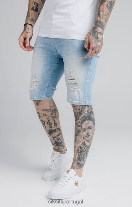 homens vestuário 6884ZR583 SikSilk short jeans azul desgastado