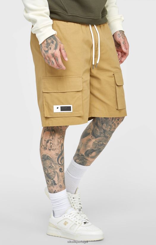 homens vestuário 6884ZR585 SikSilk short cargo ripstop bege