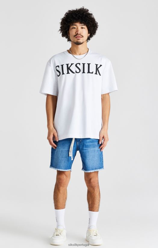homens vestuário 6884ZR587 SikSilk short jeans relaxado com bainha crua azul