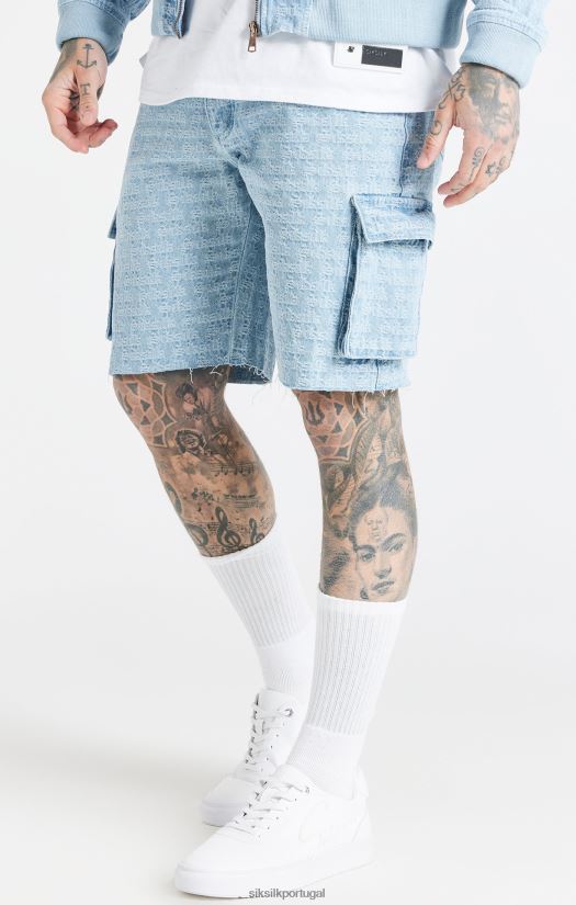 homens vestuário 6884ZR593 SikSilk short cargo jeans jacquard azul