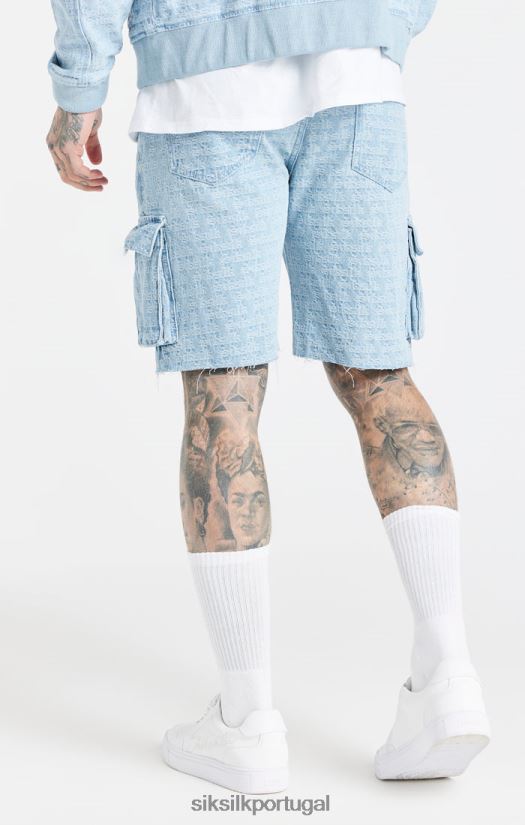 homens vestuário 6884ZR593 SikSilk short cargo jeans jacquard azul