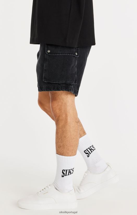homens vestuário 6884ZR598 SikSilk short cargo jeans preto