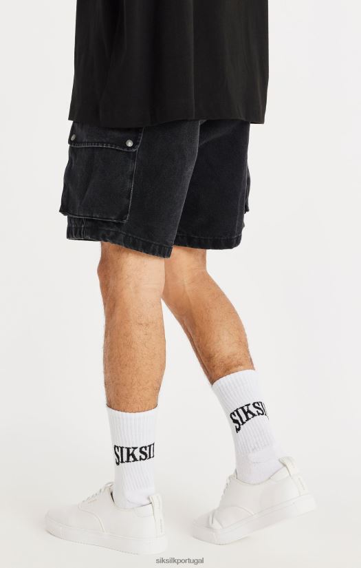 homens vestuário 6884ZR598 SikSilk short cargo jeans preto