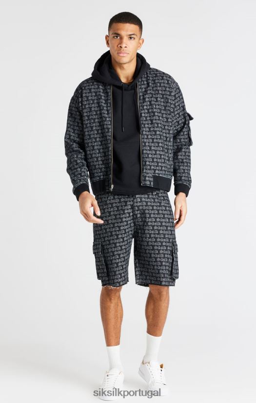 homens vestuário 6884ZR604 SikSilk short cargo jeans jacquard preto