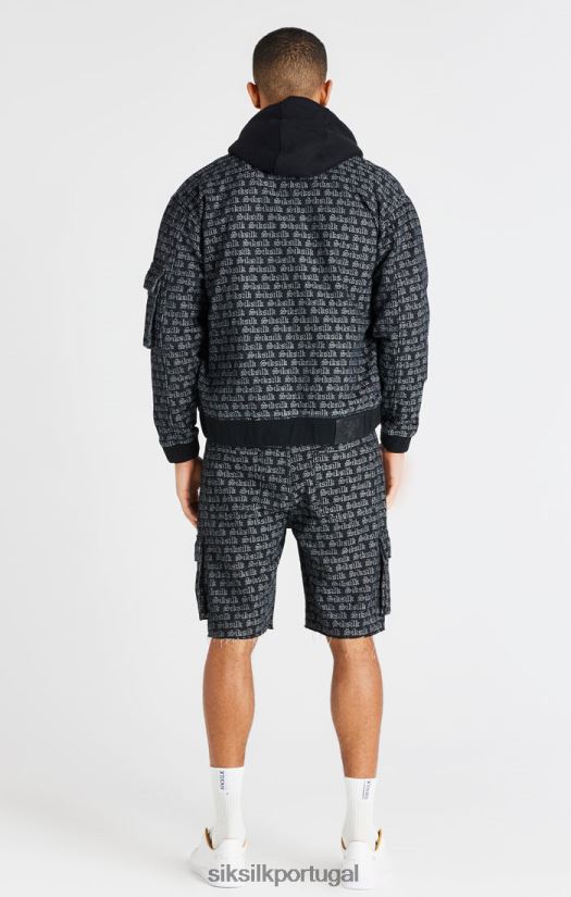 homens vestuário 6884ZR604 SikSilk short cargo jeans jacquard preto