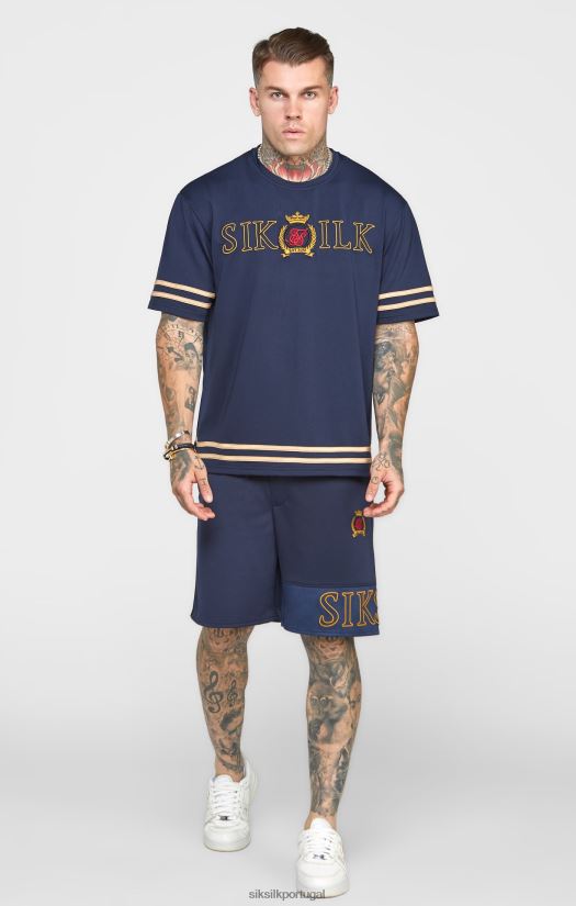 homens vestuário 6884ZR607 SikSilk short relaxado bordado marinho