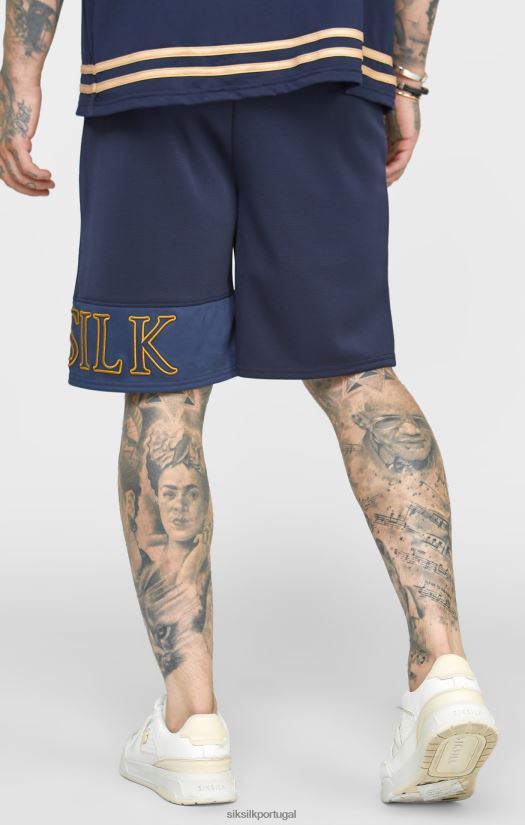 homens vestuário 6884ZR607 SikSilk short relaxado bordado marinho