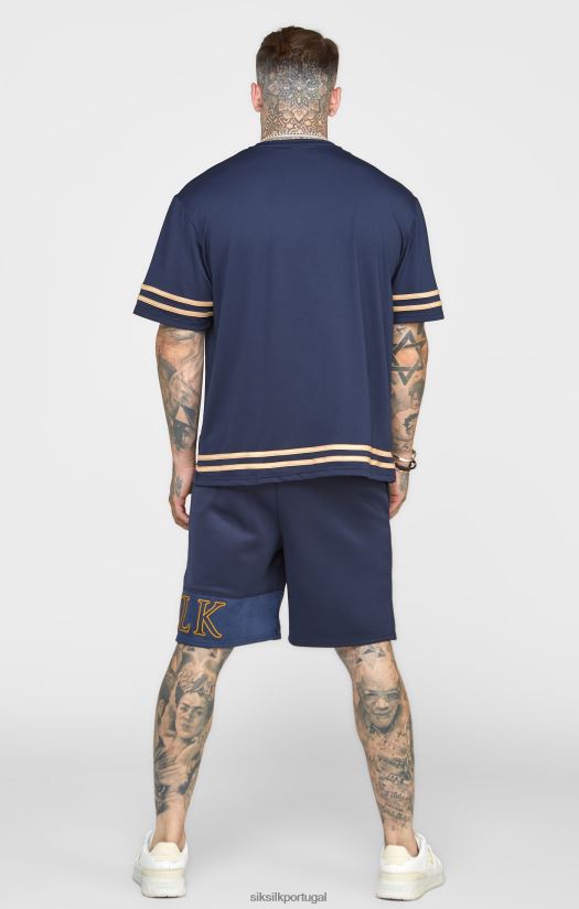 homens vestuário 6884ZR607 SikSilk short relaxado bordado marinho