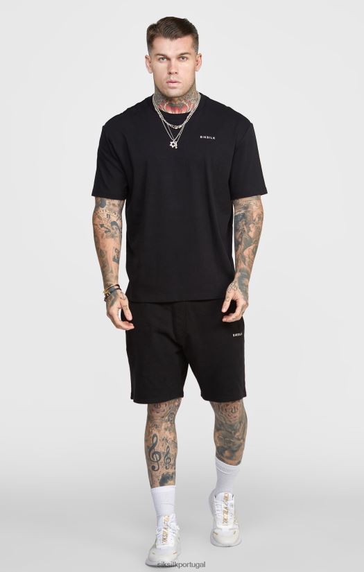 homens vestuário 6884ZR610 SikSilk short jogger preto com faixa na cintura