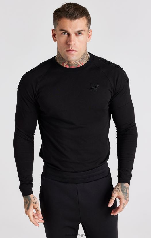 homens vestuário 6884ZR362 SikSilk camiseta preta com ajuste muscular