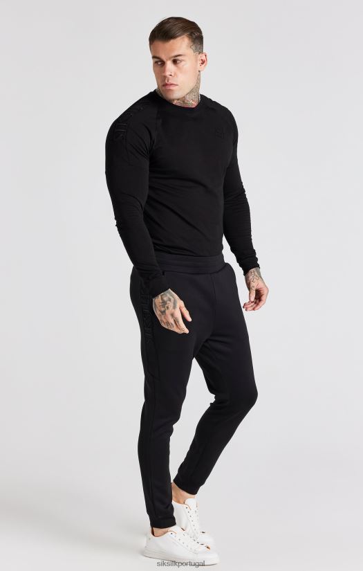 homens vestuário 6884ZR362 SikSilk camiseta preta com ajuste muscular