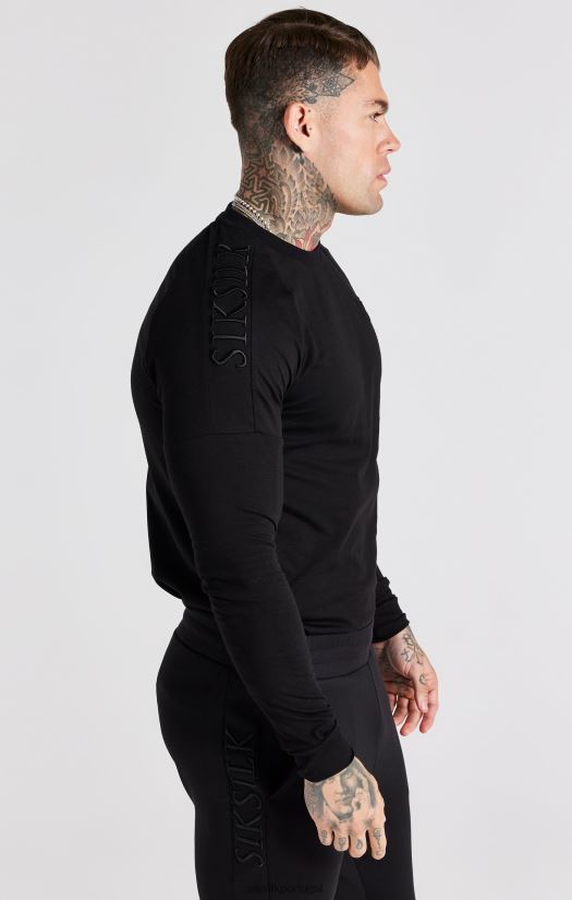 homens vestuário 6884ZR362 SikSilk camiseta preta com ajuste muscular