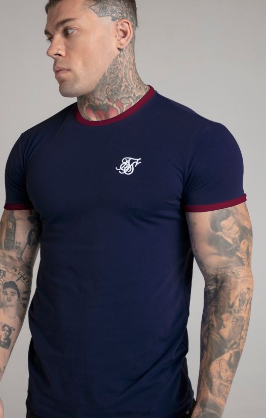 homens vestuário 6884ZR366 SikSilk camiseta azul marinho manga curta