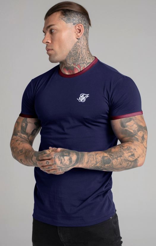 homens vestuário 6884ZR366 SikSilk camiseta azul marinho manga curta