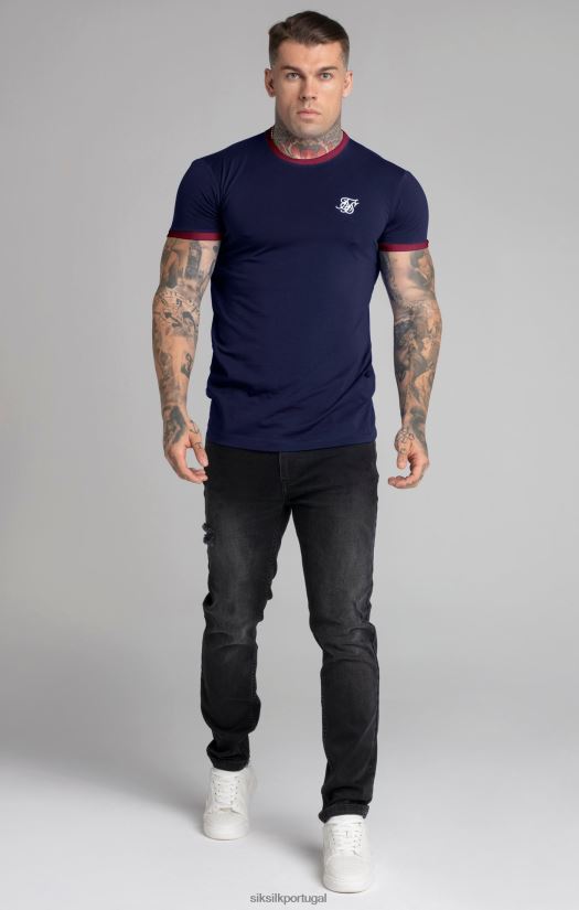 homens vestuário 6884ZR366 SikSilk camiseta azul marinho manga curta
