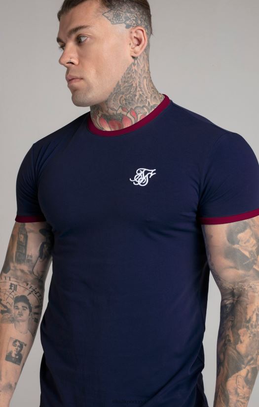 homens vestuário 6884ZR366 SikSilk camiseta azul marinho manga curta