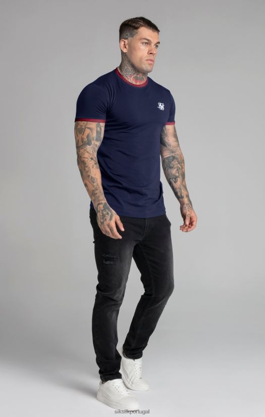 homens vestuário 6884ZR366 SikSilk camiseta azul marinho manga curta