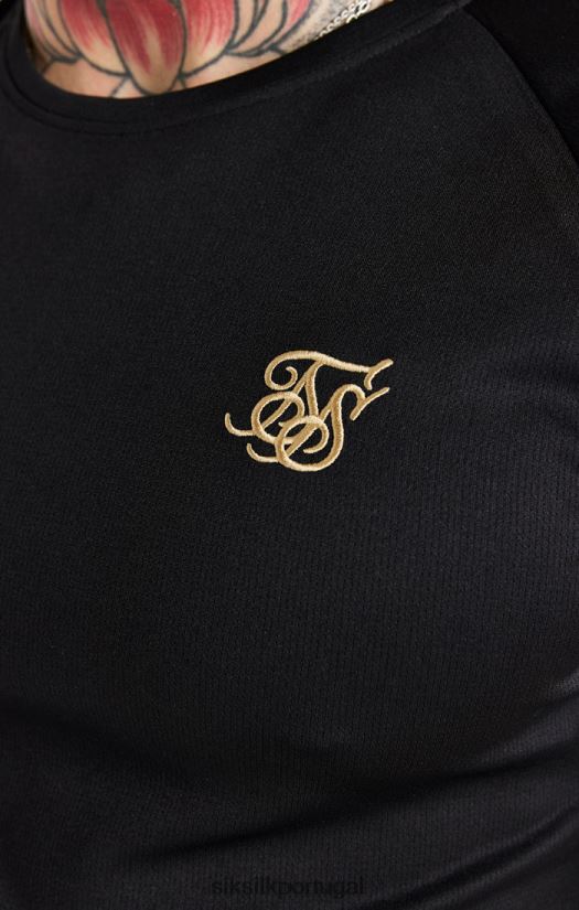 homens vestuário 6884ZR368 SikSilk camiseta preta e dourada com punho elástico