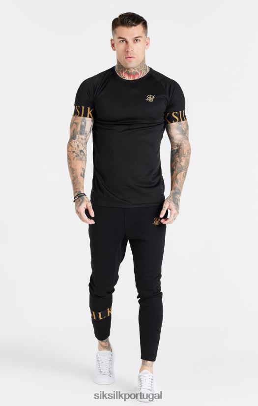 homens vestuário 6884ZR368 SikSilk camiseta preta e dourada com punho elástico