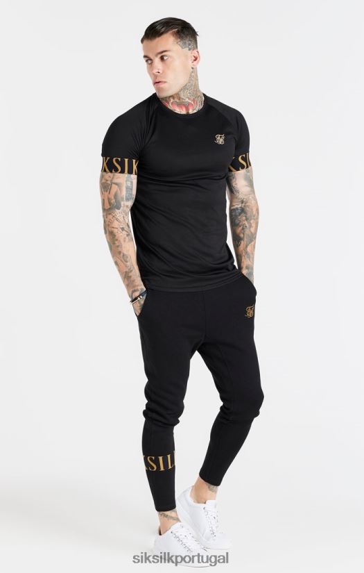 homens vestuário 6884ZR368 SikSilk camiseta preta e dourada com punho elástico