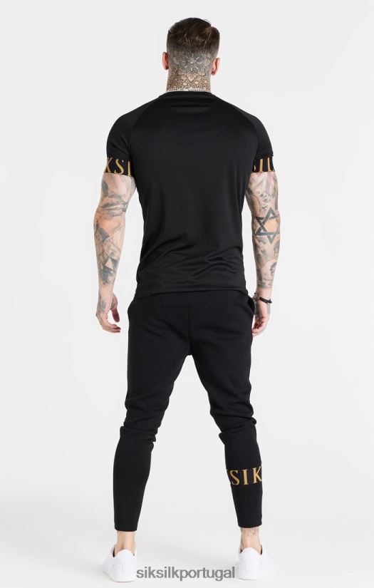homens vestuário 6884ZR368 SikSilk camiseta preta e dourada com punho elástico