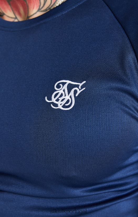 homens vestuário 6884ZR369 SikSilk camiseta com punho elástico marinho