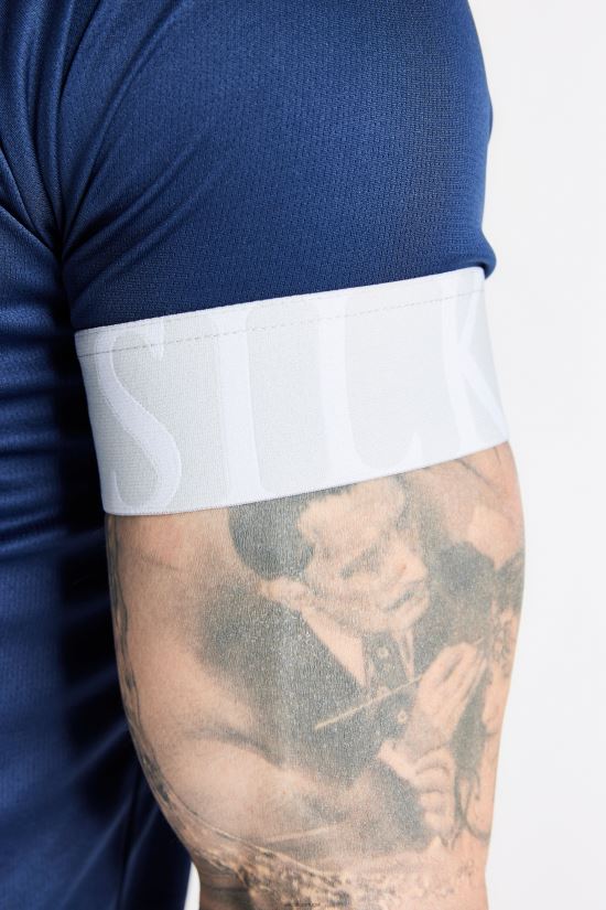 homens vestuário 6884ZR369 SikSilk camiseta com punho elástico marinho