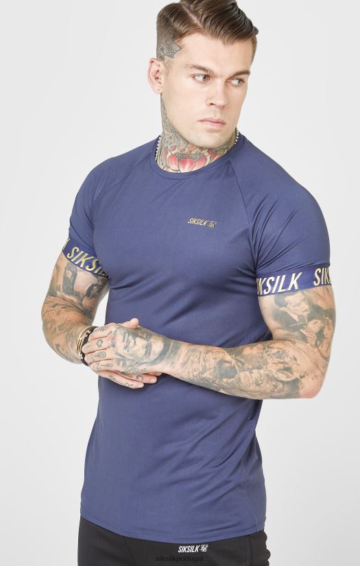 homens vestuário 6884ZR371 SikSilk camiseta esportiva azul marinho