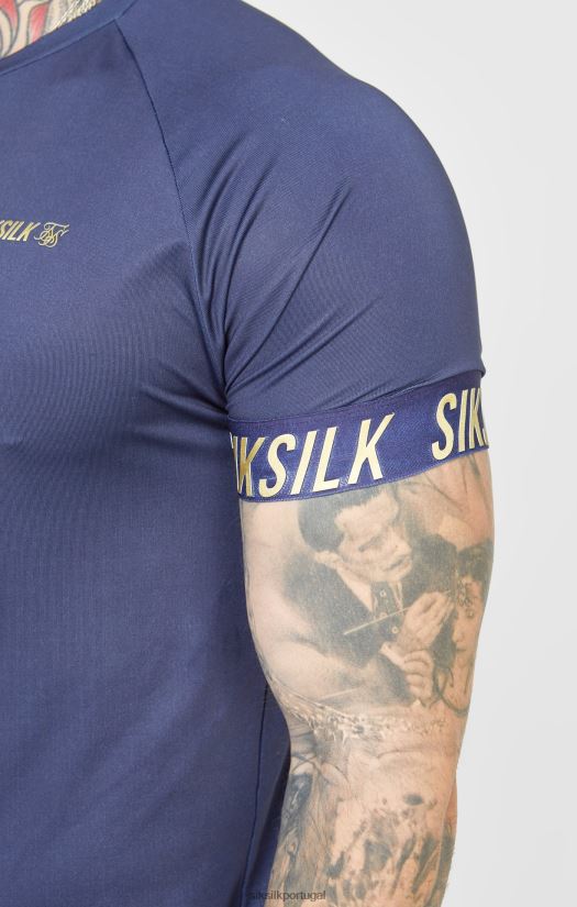 homens vestuário 6884ZR371 SikSilk camiseta esportiva azul marinho