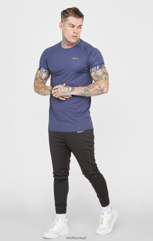 homens vestuário 6884ZR371 SikSilk camiseta esportiva azul marinho