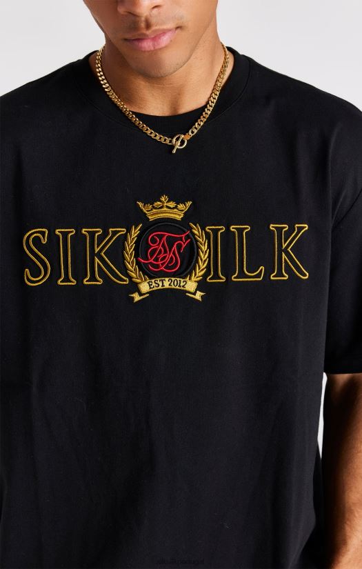 homens vestuário 6884ZR373 SikSilk camiseta oversized com crista preta