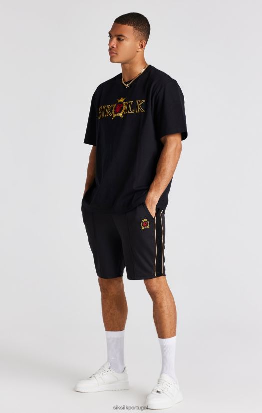 homens vestuário 6884ZR373 SikSilk camiseta oversized com crista preta
