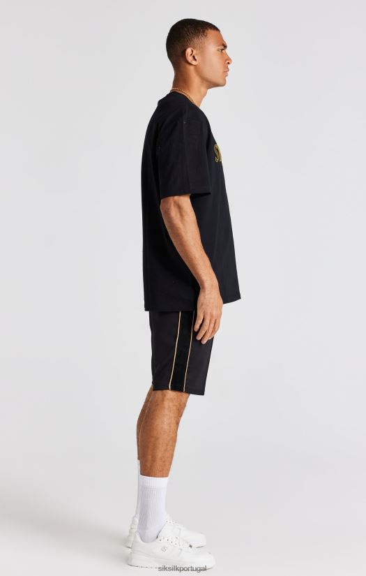homens vestuário 6884ZR373 SikSilk camiseta oversized com crista preta