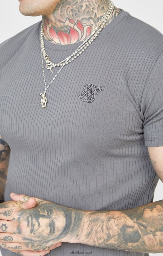 homens vestuário 6884ZR374 SikSilk camiseta canelada cinza
