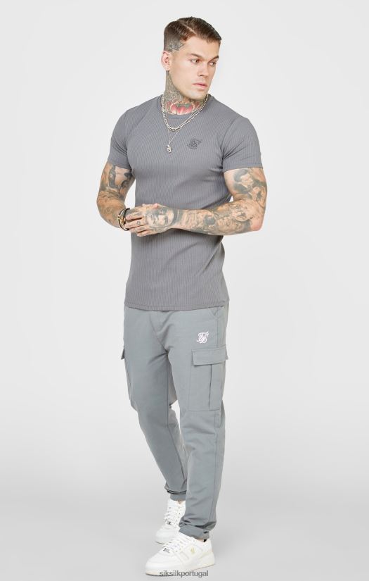 homens vestuário 6884ZR374 SikSilk camiseta canelada cinza