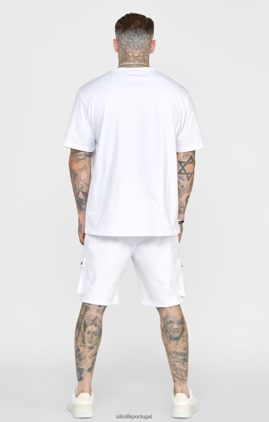 homens vestuário 6884ZR376 SikSilk camiseta branca oversized com crista