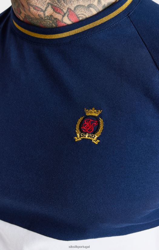 homens vestuário 6884ZR377 SikSilk camiseta azul marinho com corte e costura muscular