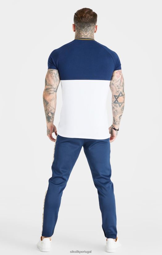 homens vestuário 6884ZR377 SikSilk camiseta azul marinho com corte e costura muscular