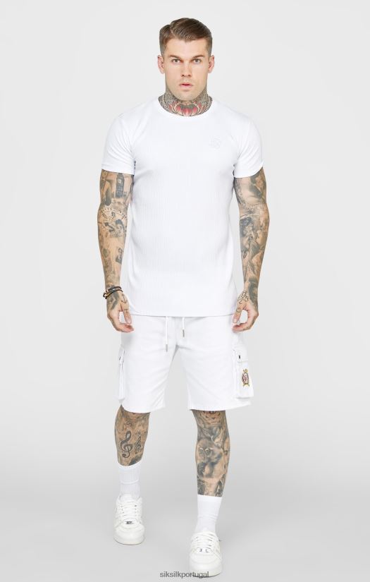 homens vestuário 6884ZR381 SikSilk camiseta branca em malha canelada