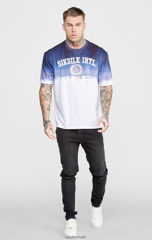 homens vestuário 6884ZR384 SikSilk camiseta desbotada com gráfico marinho
