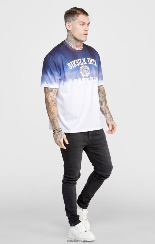 homens vestuário 6884ZR384 SikSilk camiseta desbotada com gráfico marinho