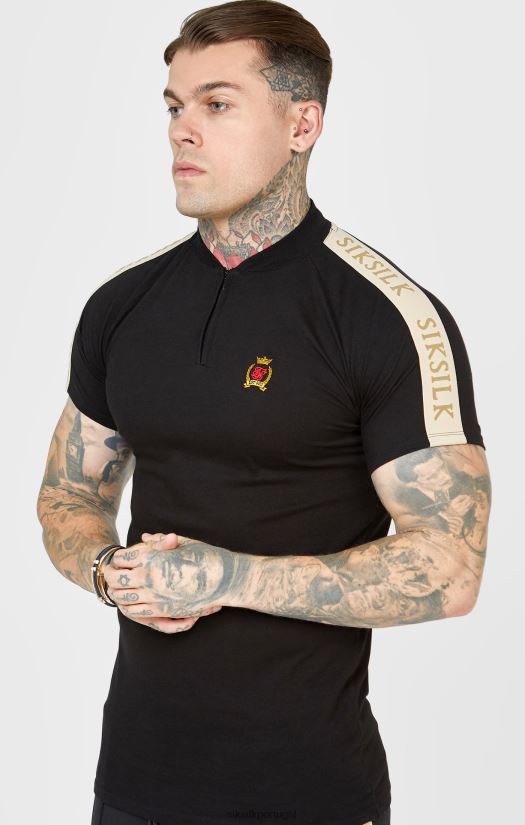 homens vestuário 6884ZR385 SikSilk polo manga curta com crista preta