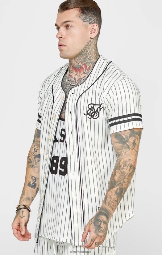 homens vestuário 6884ZR391 SikSilk camisa de beisebol bege