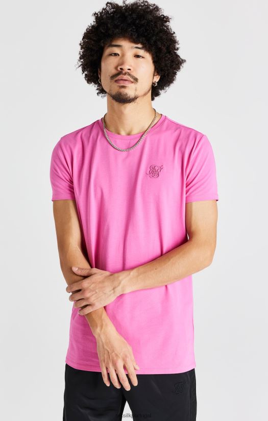 homens vestuário 6884ZR395 SikSilk camiseta rosa de manga curta com ajuste muscular