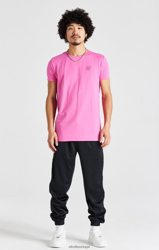 homens vestuário 6884ZR395 SikSilk camiseta rosa de manga curta com ajuste muscular