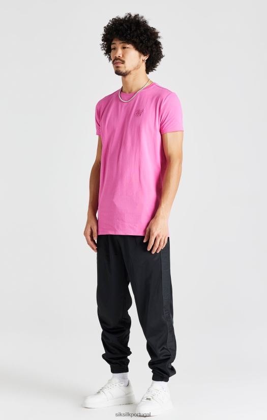 homens vestuário 6884ZR395 SikSilk camiseta rosa de manga curta com ajuste muscular